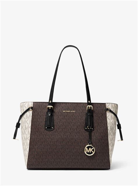 michael michael kors voyager medium color-block logo tote bag|michael kors tote with zipper.